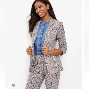 LOFT Floral Long Modern Blazer Ann Taylor Jacket Suit - 8